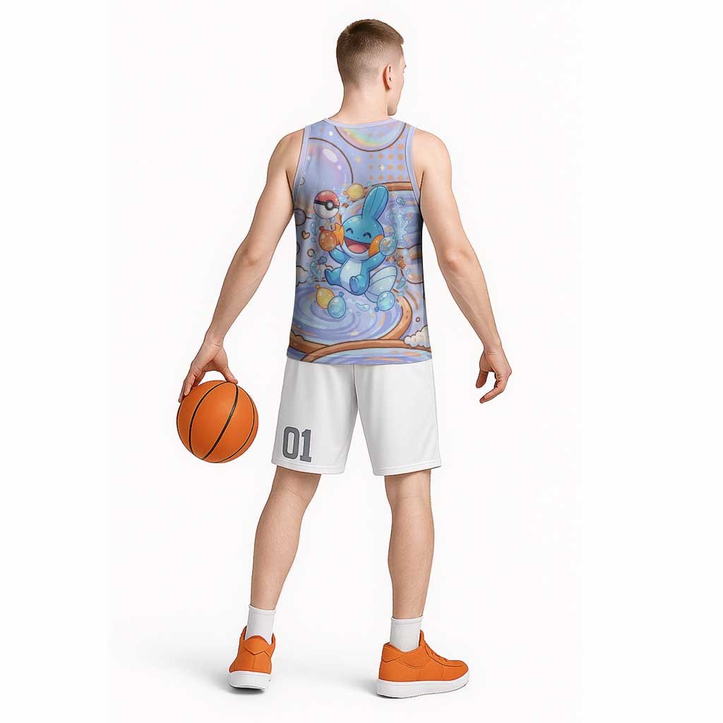 Mudkip Basketball Jersey Playful Pastel Water Bubble Art