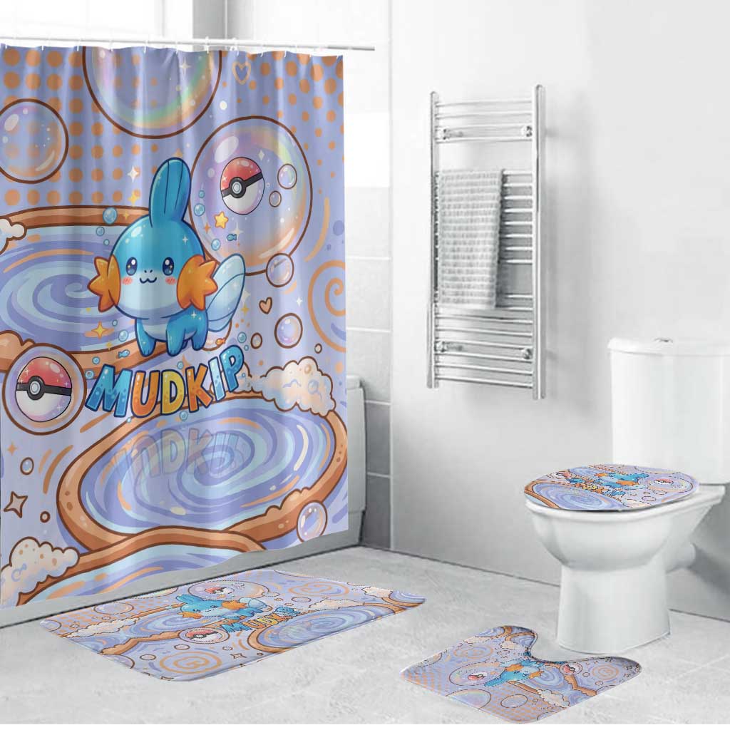 Mudkip Bathroom Set Playful Pastel Water Bubble Art