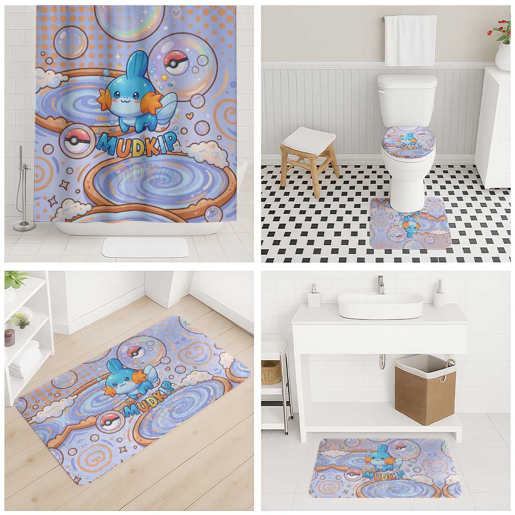 Mudkip Bathroom Set Playful Pastel Water Bubble Art