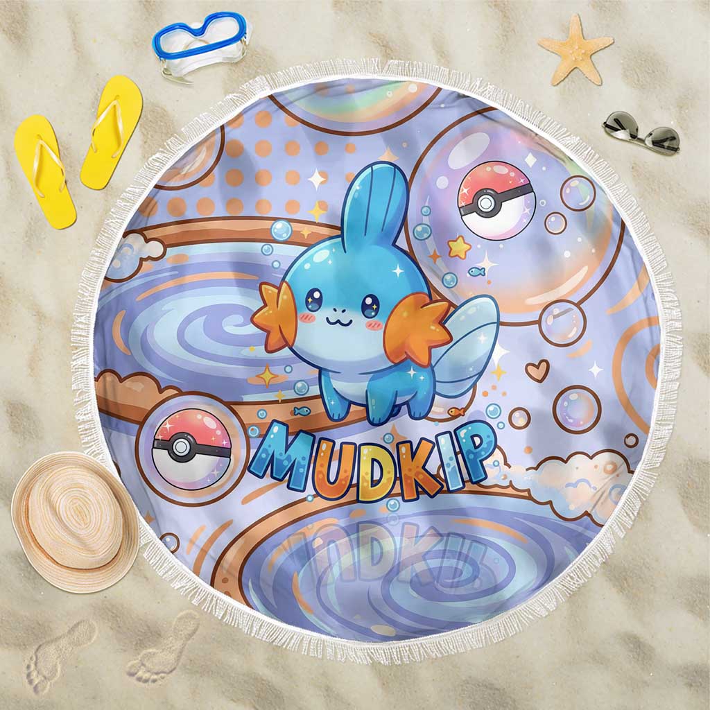 Mudkip Beach Blanket Playful Pastel Water Bubble Art