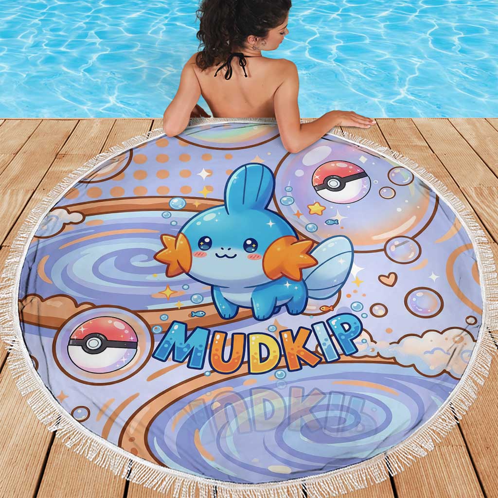 Mudkip Beach Blanket Playful Pastel Water Bubble Art