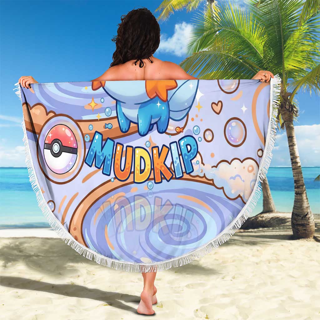 Mudkip Beach Blanket Playful Pastel Water Bubble Art