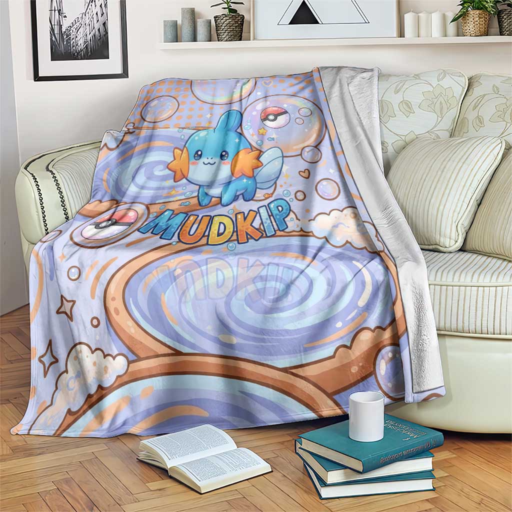 Mudkip Blanket Playful Pastel Water Bubble Art