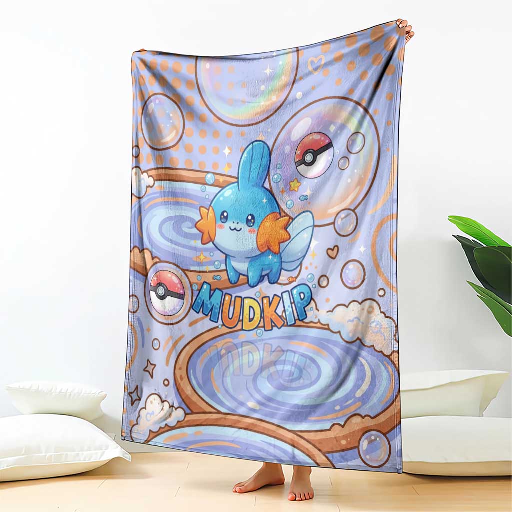 Mudkip Blanket Playful Pastel Water Bubble Art