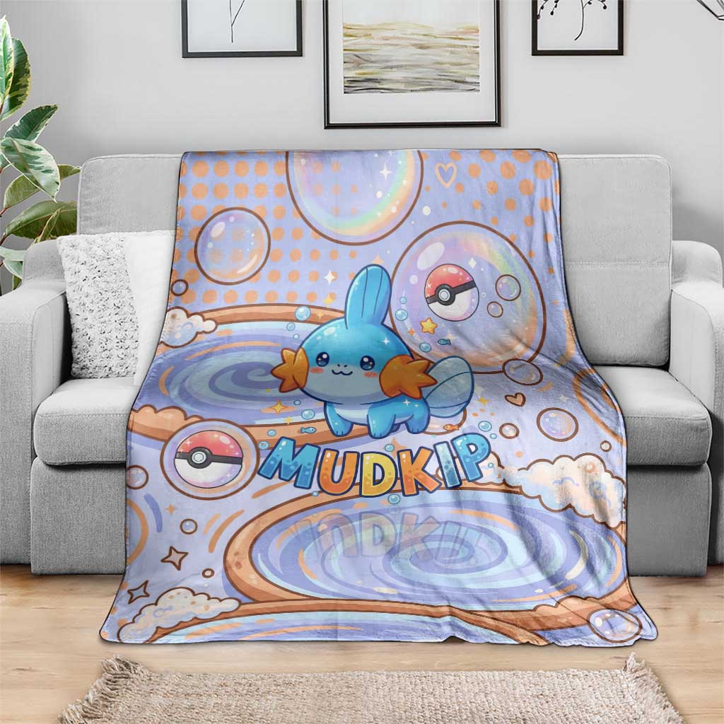 Mudkip Blanket Playful Pastel Water Bubble Art
