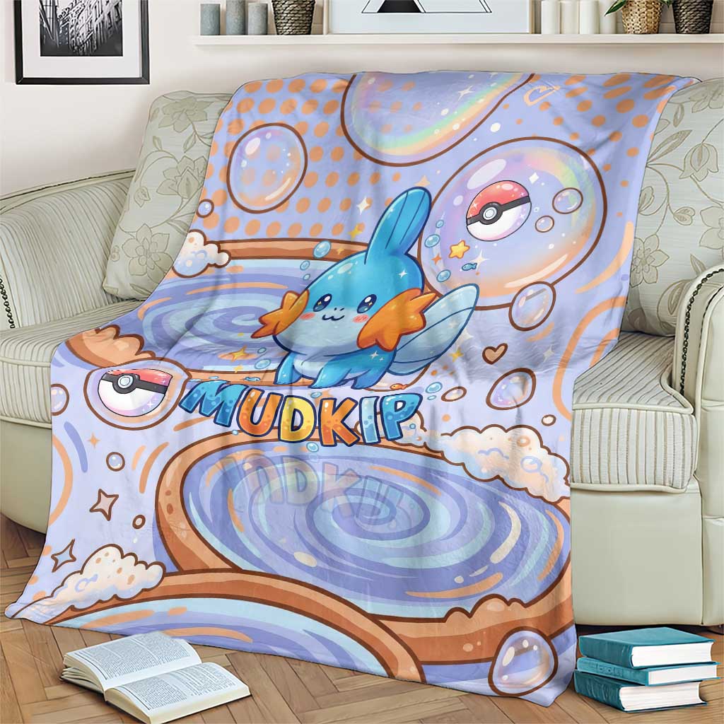 Mudkip Blanket Playful Pastel Water Bubble Art
