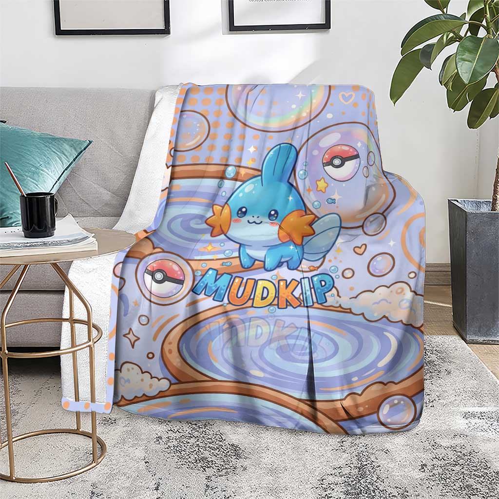Mudkip Blanket Playful Pastel Water Bubble Art
