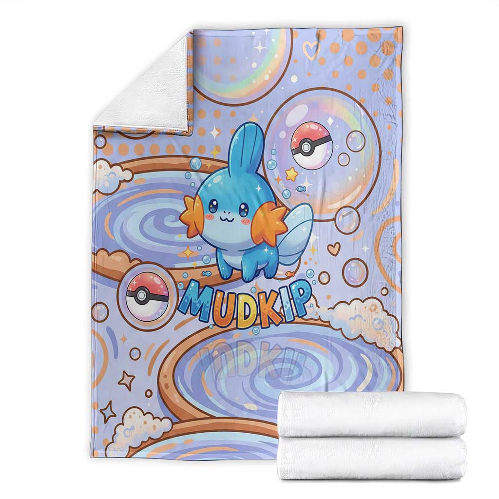 Mudkip Blanket Playful Pastel Water Bubble Art