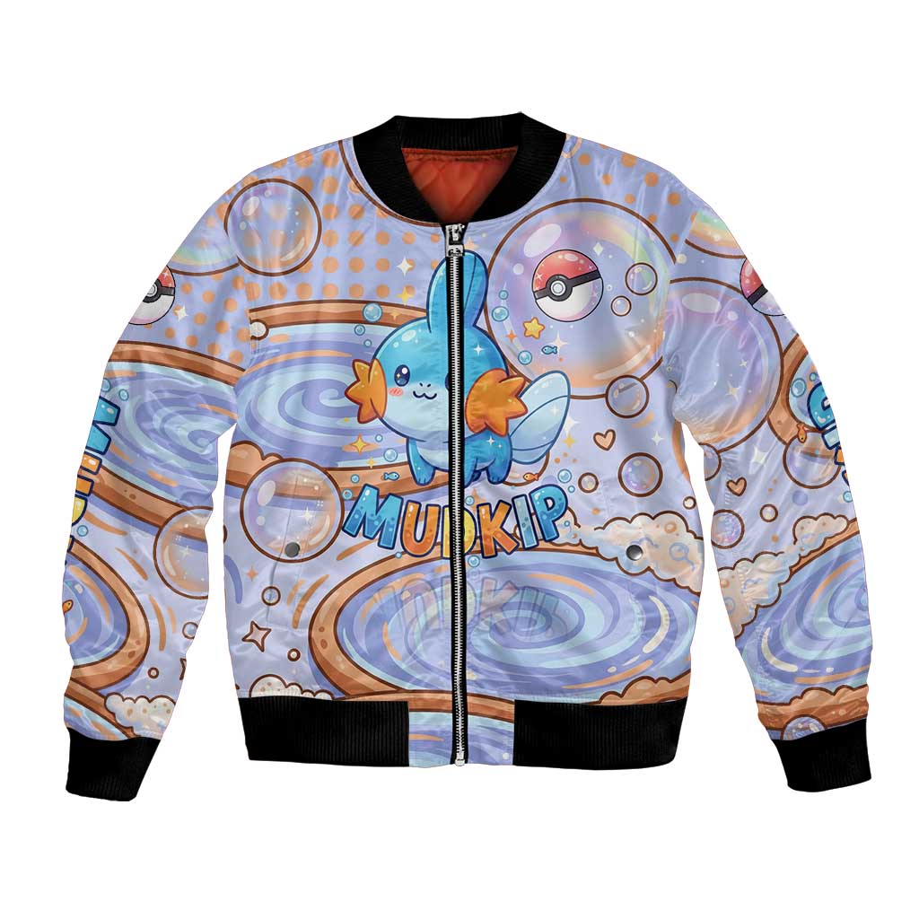 Mudkip Bomber Jacket Playful Pastel Water Bubble Art