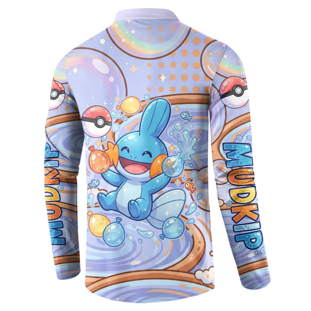 Mudkip Button Sweatshirt Playful Pastel Water Bubble Art
