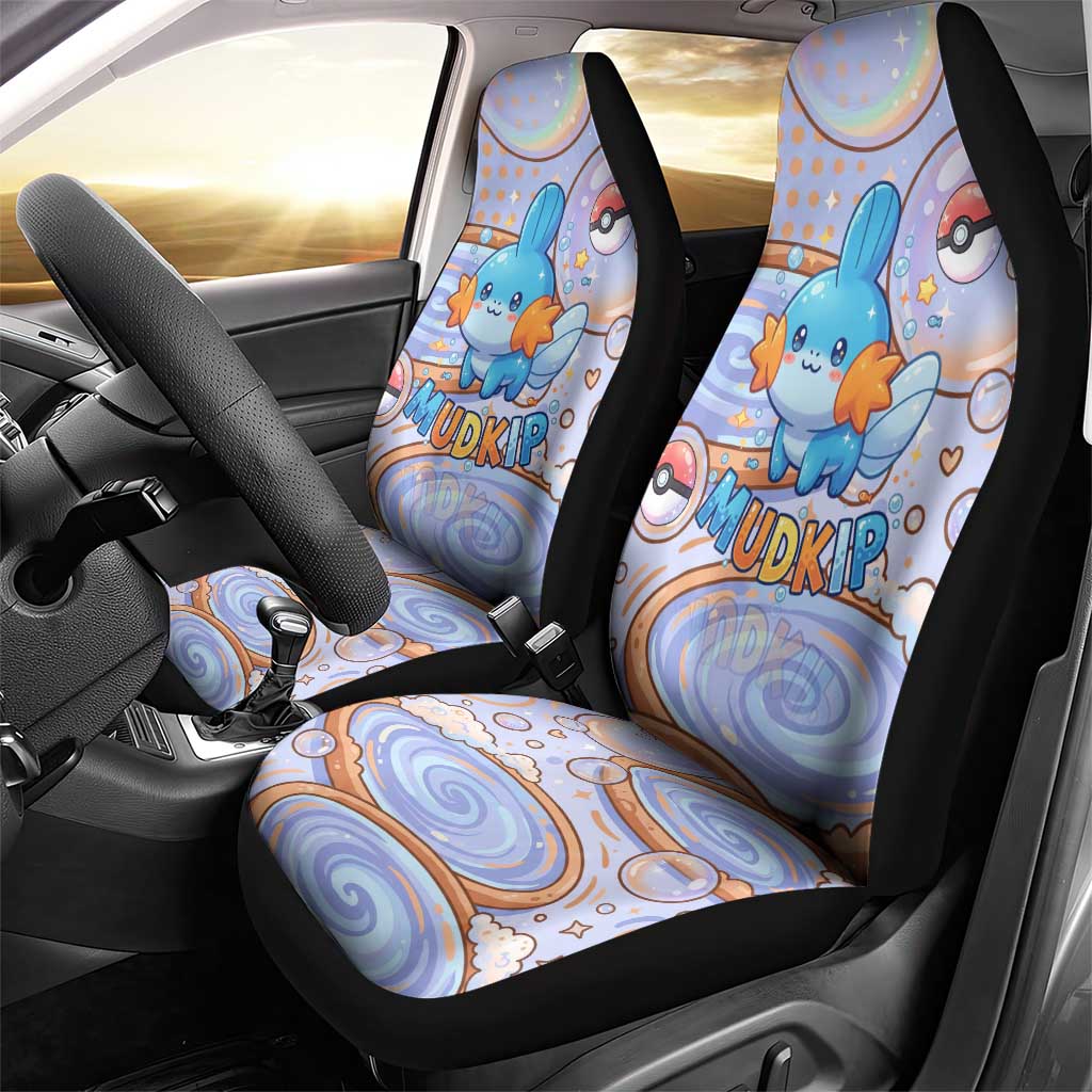 Mudkip Car Seat Cover Playful Pastel Water Bubble Art