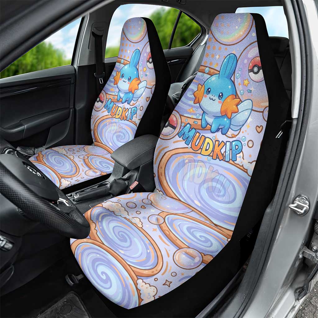 Mudkip Car Seat Cover Playful Pastel Water Bubble Art