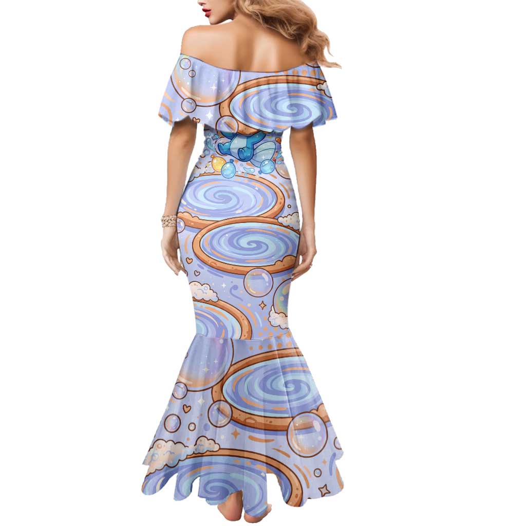 Mudkip Family Matching Mermaid Dress and Hawaiian Shirt Playful Pastel Water Bubble Art