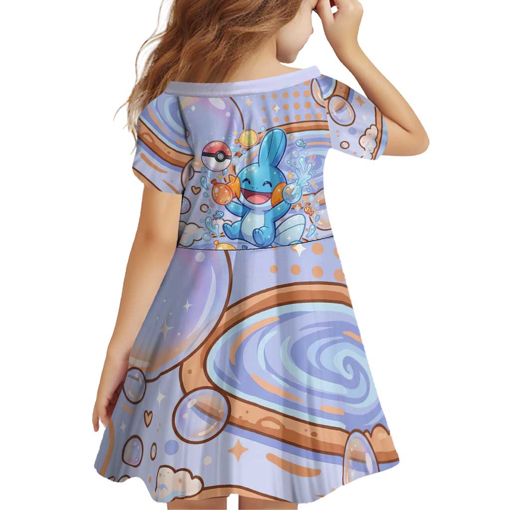 Mudkip Family Matching Off The Shoulder Long Sleeve Dress and Hawaiian Shirt Playful Pastel Water Bubble Art