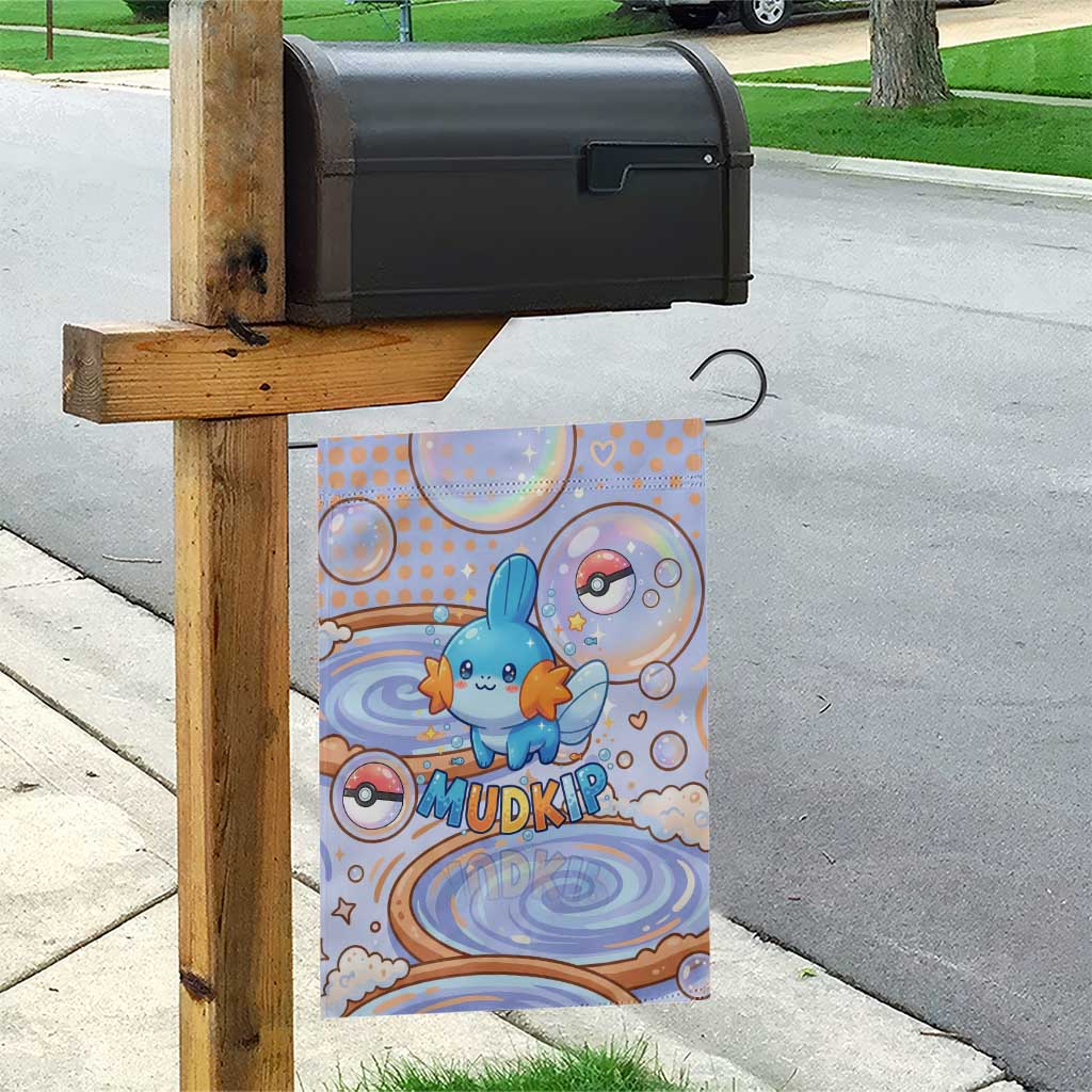 Mudkip Garden Flag Playful Pastel Water Bubble Art