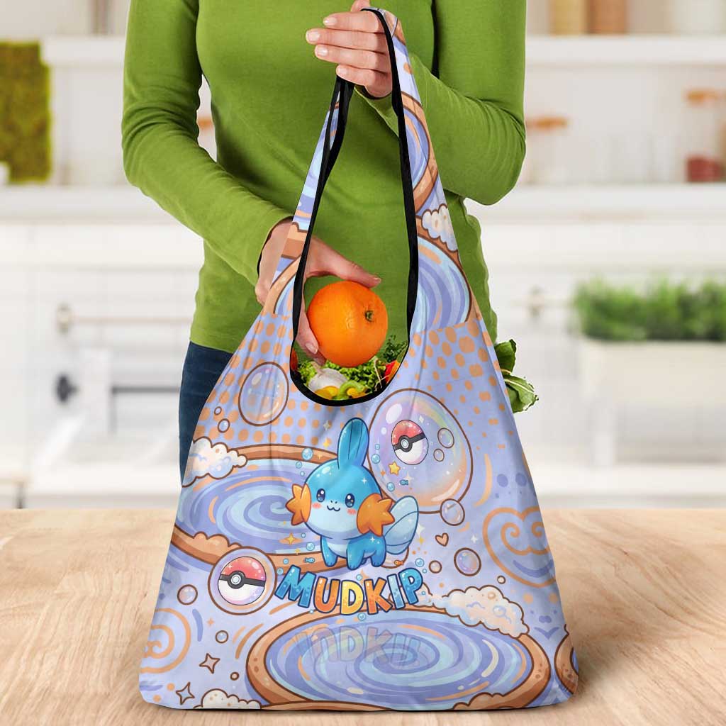 Mudkip Grocery Bag Playful Pastel Water Bubble Art