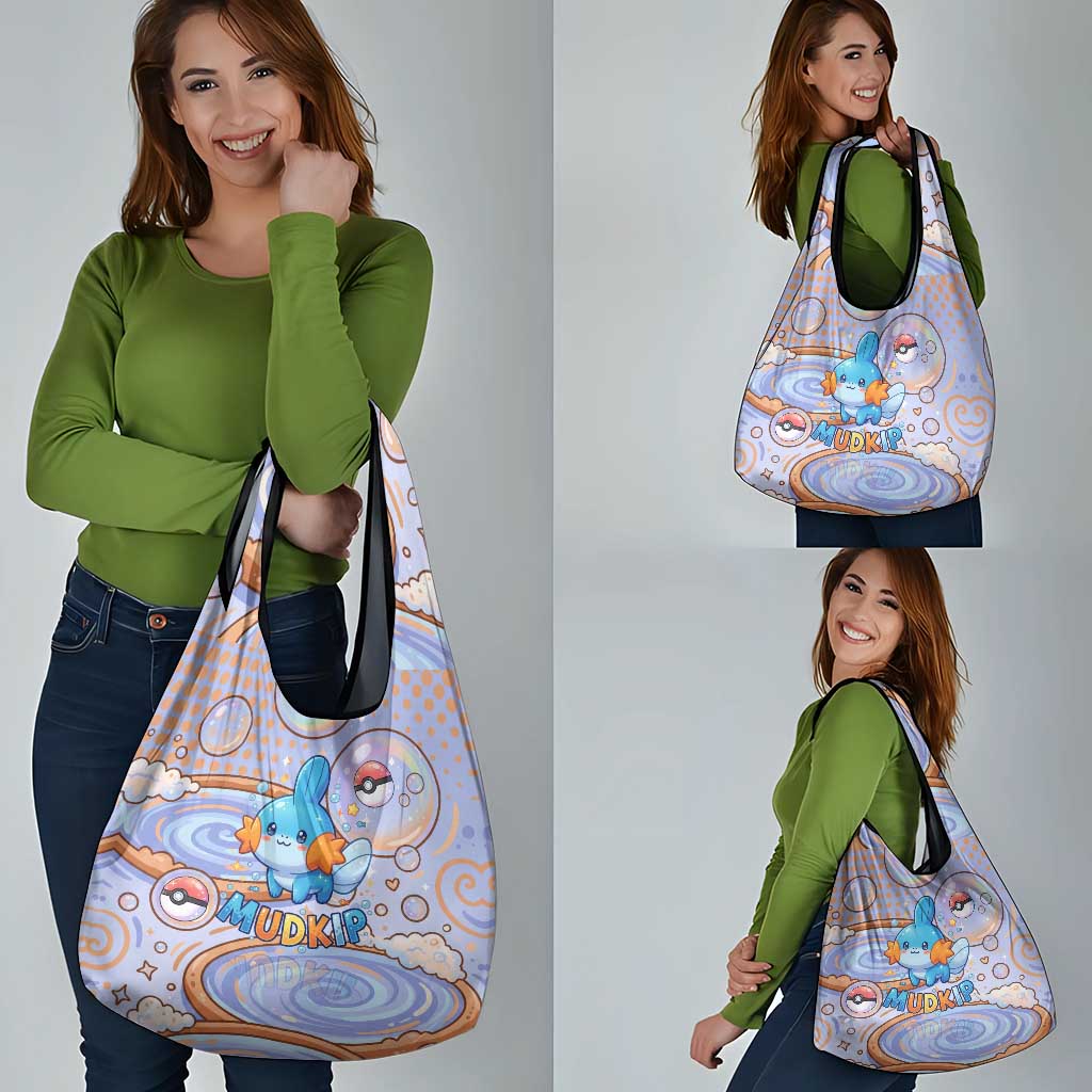 Mudkip Grocery Bag Playful Pastel Water Bubble Art