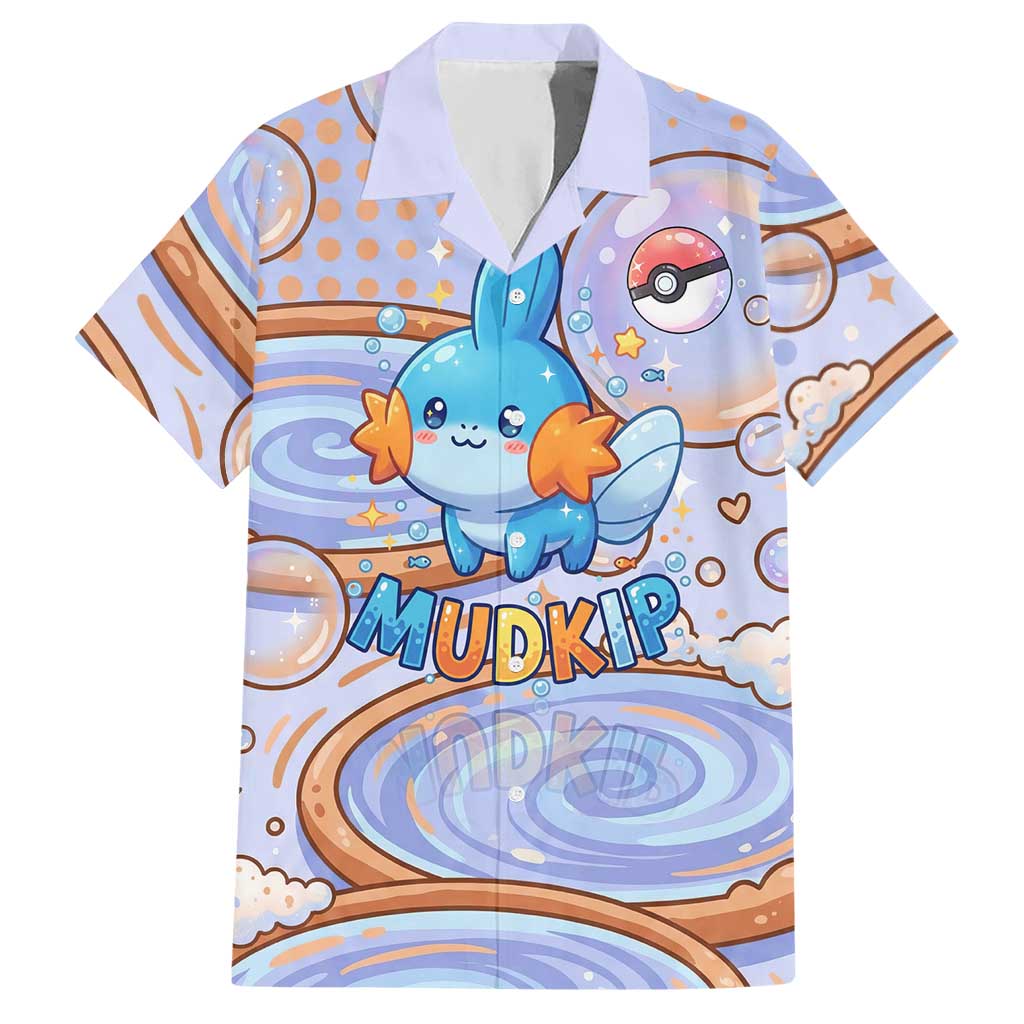 Mudkip Hawaiian Shirt Playful Pastel Water Bubble Art