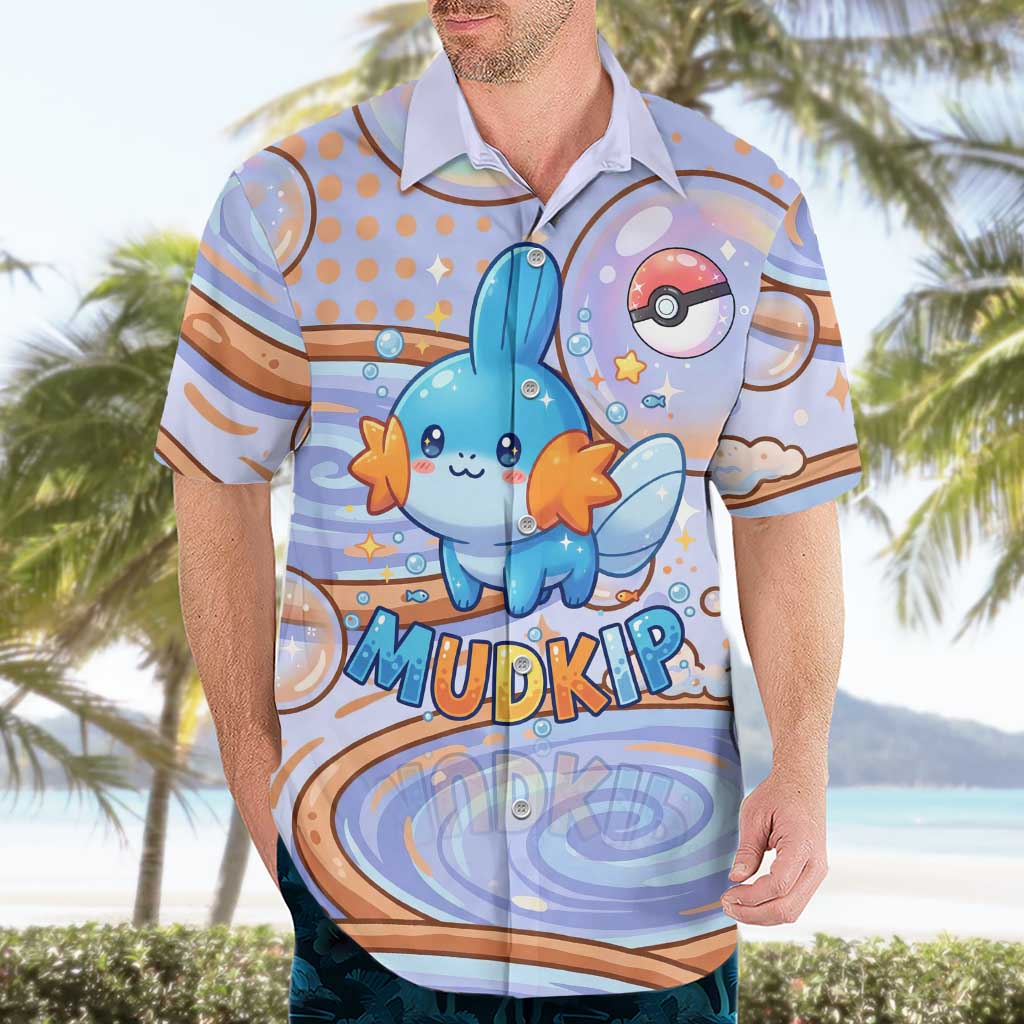 Mudkip Hawaiian Shirt Playful Pastel Water Bubble Art