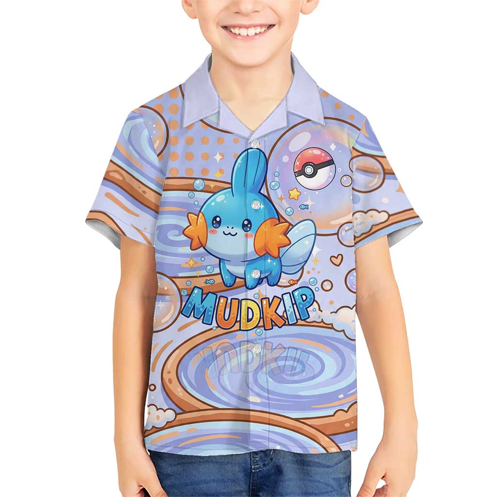 Mudkip Hawaiian Shirt Playful Pastel Water Bubble Art