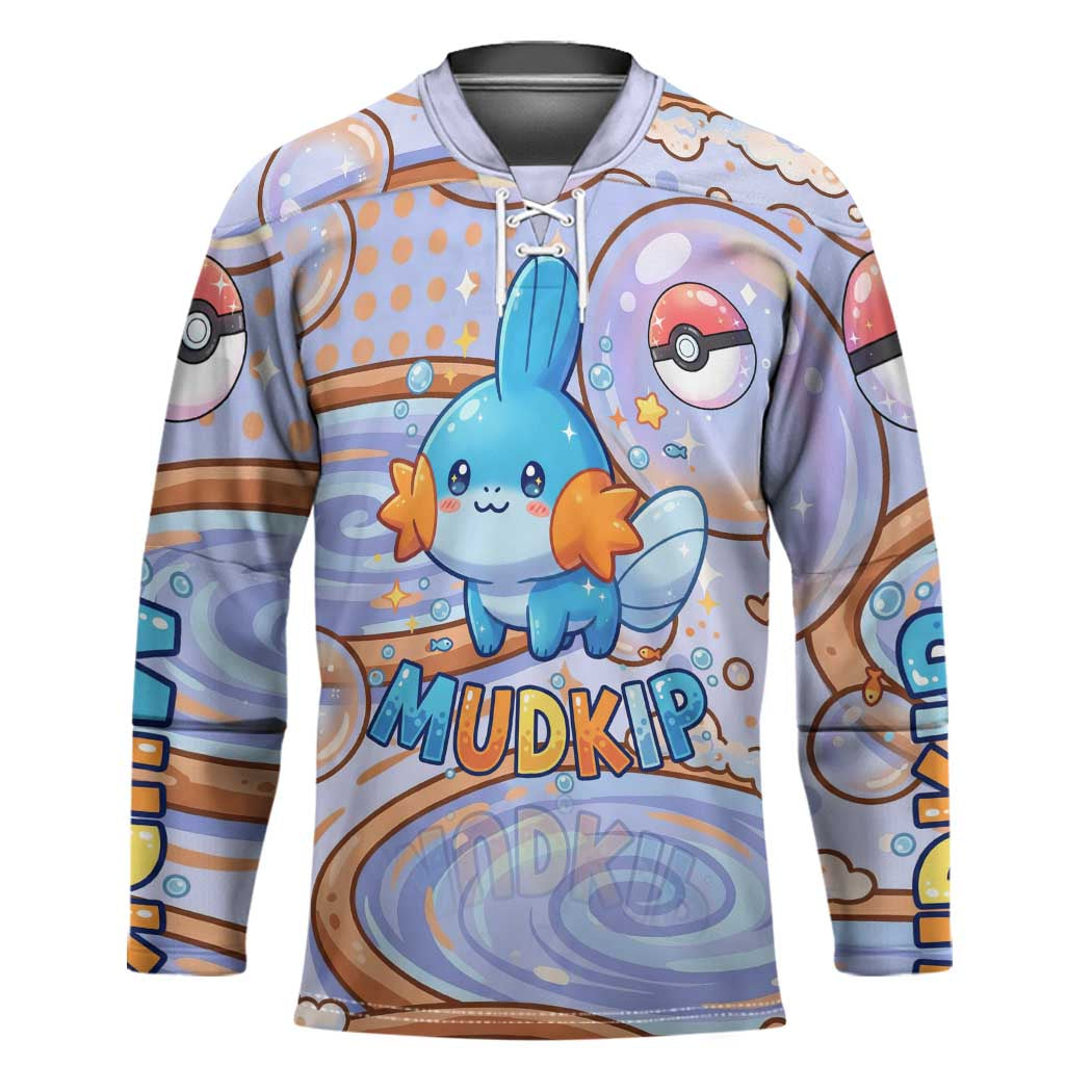 Mudkip Hockey Jersey Playful Pastel Water Bubble Art