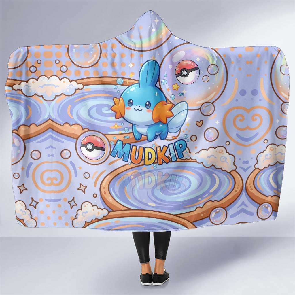 Mudkip Hooded Blanket Playful Pastel Water Bubble Art