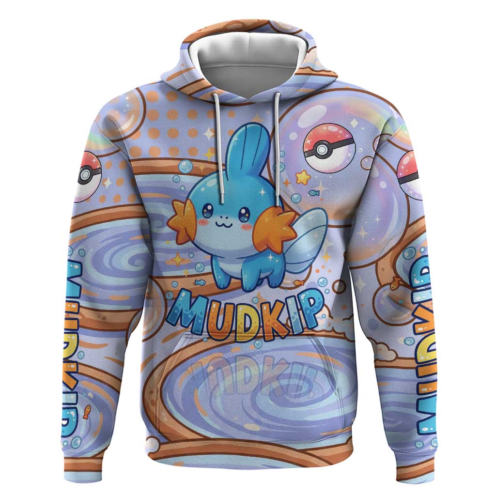 Mudkip Hoodie Playful Pastel Water Bubble Art
