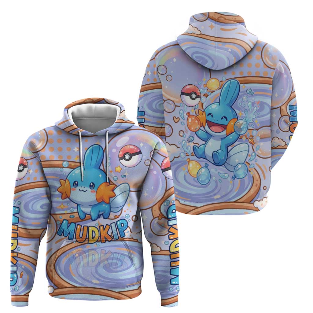 Mudkip Hoodie Playful Pastel Water Bubble Art