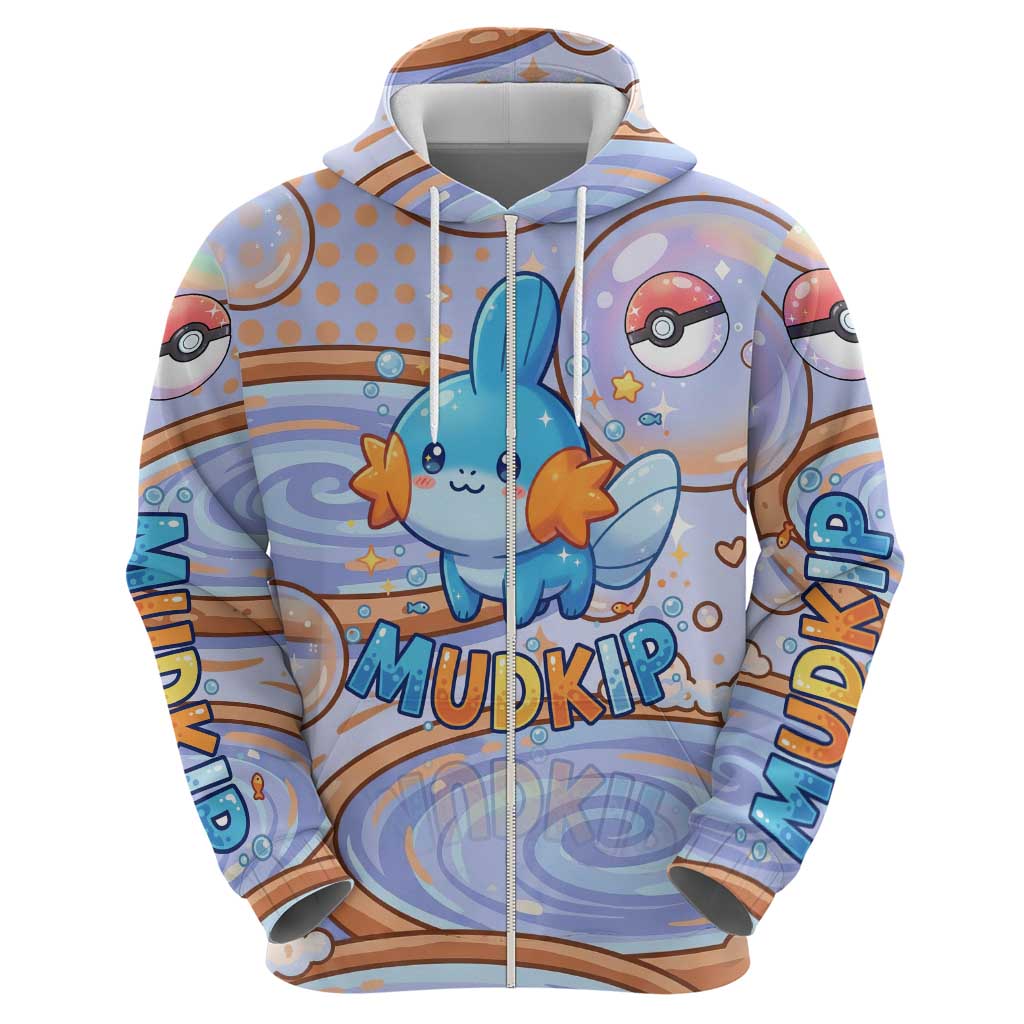 Mudkip Hoodie Playful Pastel Water Bubble Art