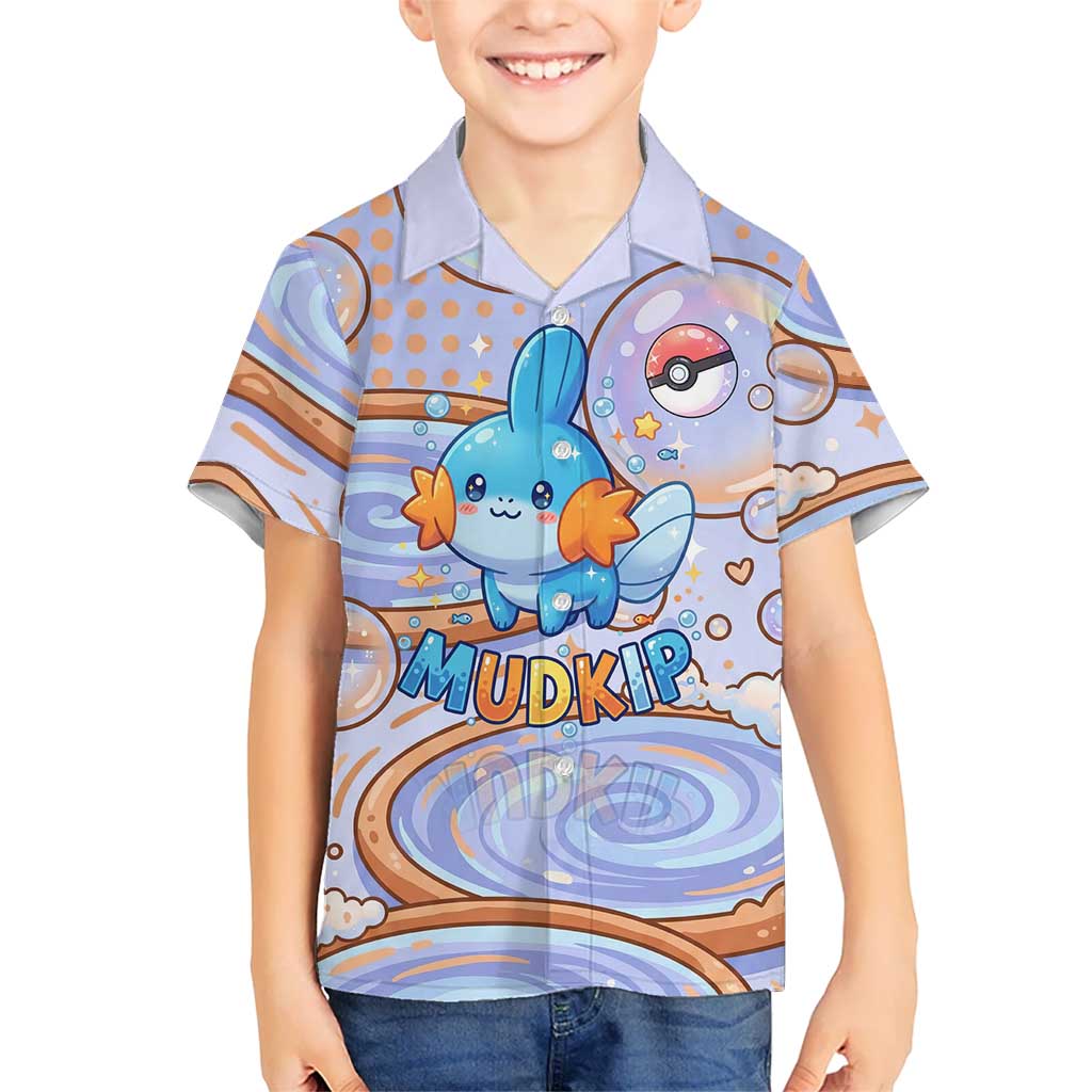 Mudkip Kid Hawaiian Shirt Playful Pastel Water Bubble Art