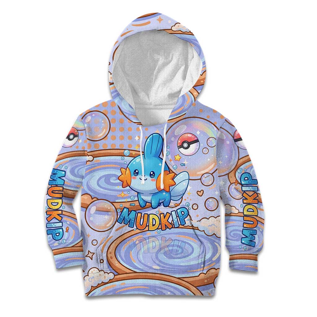 Mudkip Kid Hoodie Playful Pastel Water Bubble Art