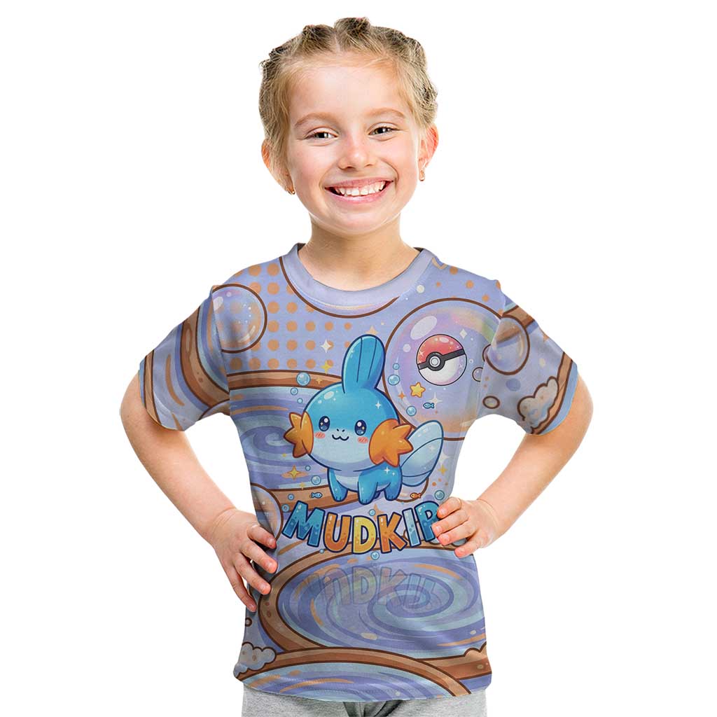 Mudkip Kid T Shirt Playful Pastel Water Bubble Art