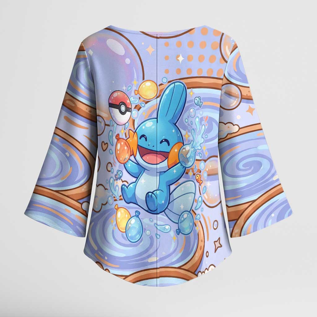 Mudkip Kimono Sleeve Blouse Playful Pastel Water Bubble Art