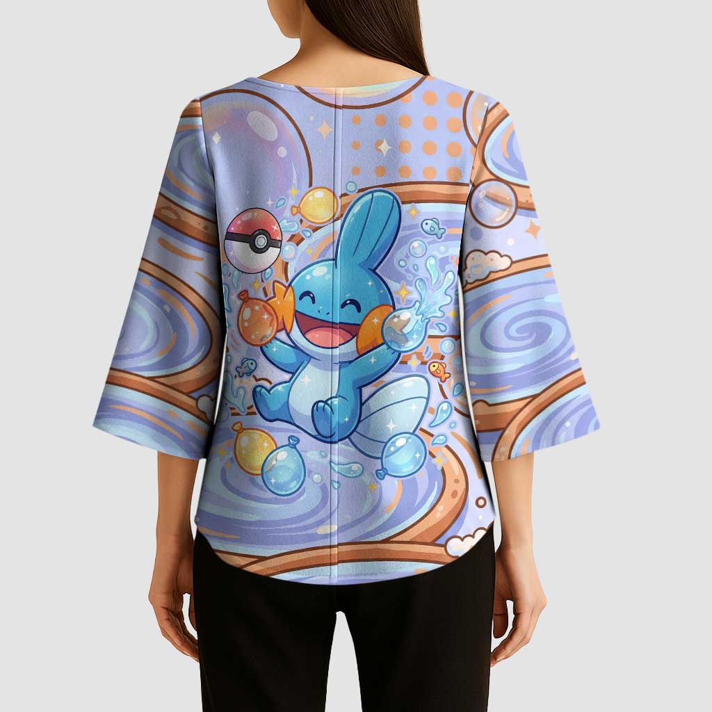 Mudkip Kimono Sleeve Blouse Playful Pastel Water Bubble Art