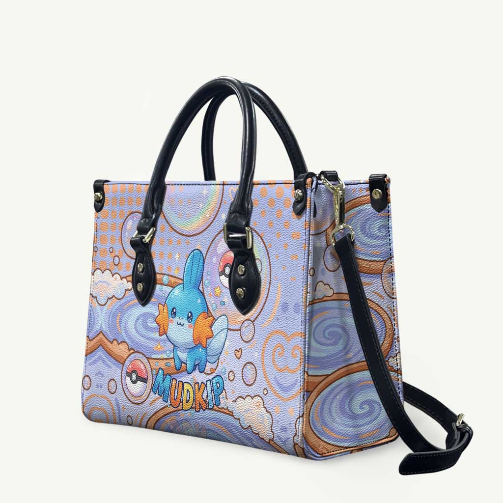 Mudkip Leather Bag Playful Pastel Water Bubble Art