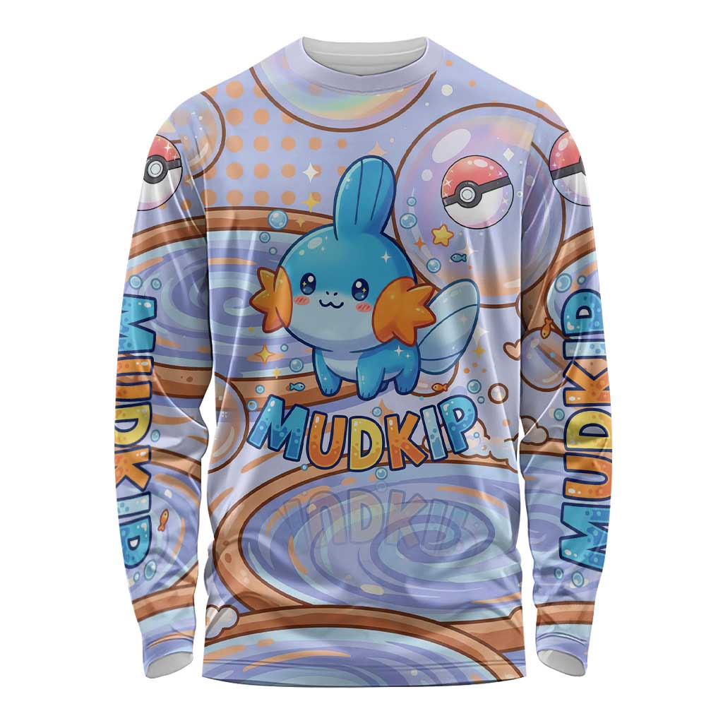 Mudkip Long Sleeve Shirt Playful Pastel Water Bubble Art