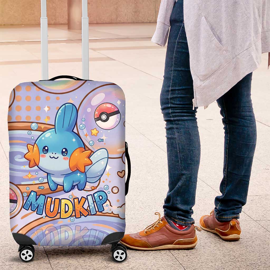 Mudkip Luggage Cover Playful Pastel Water Bubble Art
