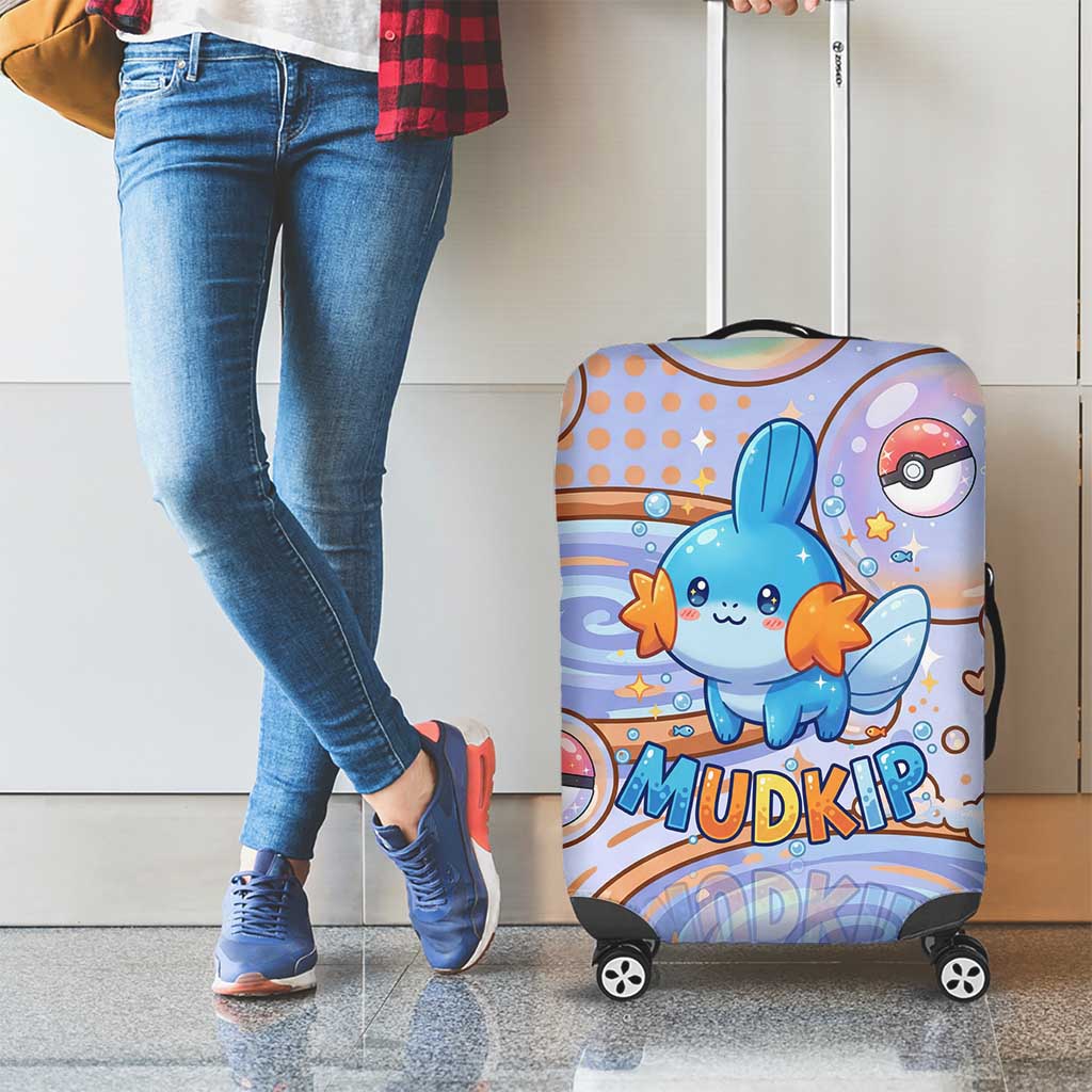 Mudkip Luggage Cover Playful Pastel Water Bubble Art