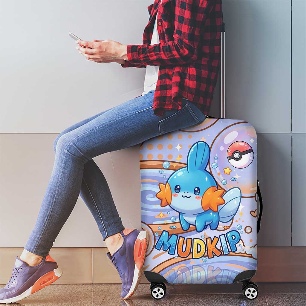 Mudkip Luggage Cover Playful Pastel Water Bubble Art