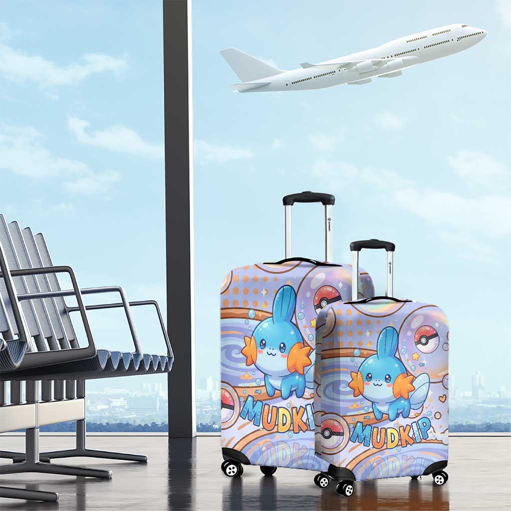 Mudkip Luggage Cover Playful Pastel Water Bubble Art