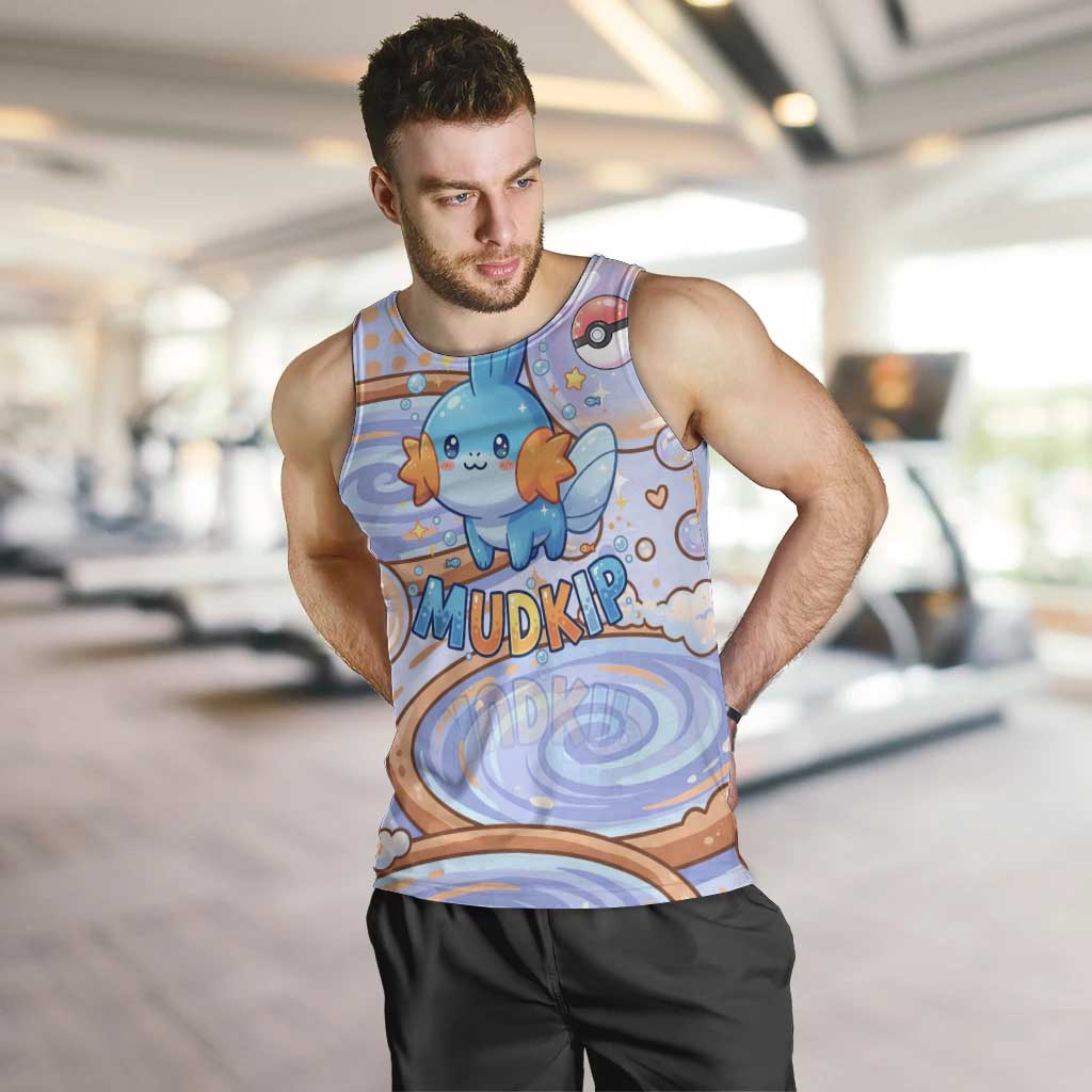 Mudkip Men Tank Top Playful Pastel Water Bubble Art