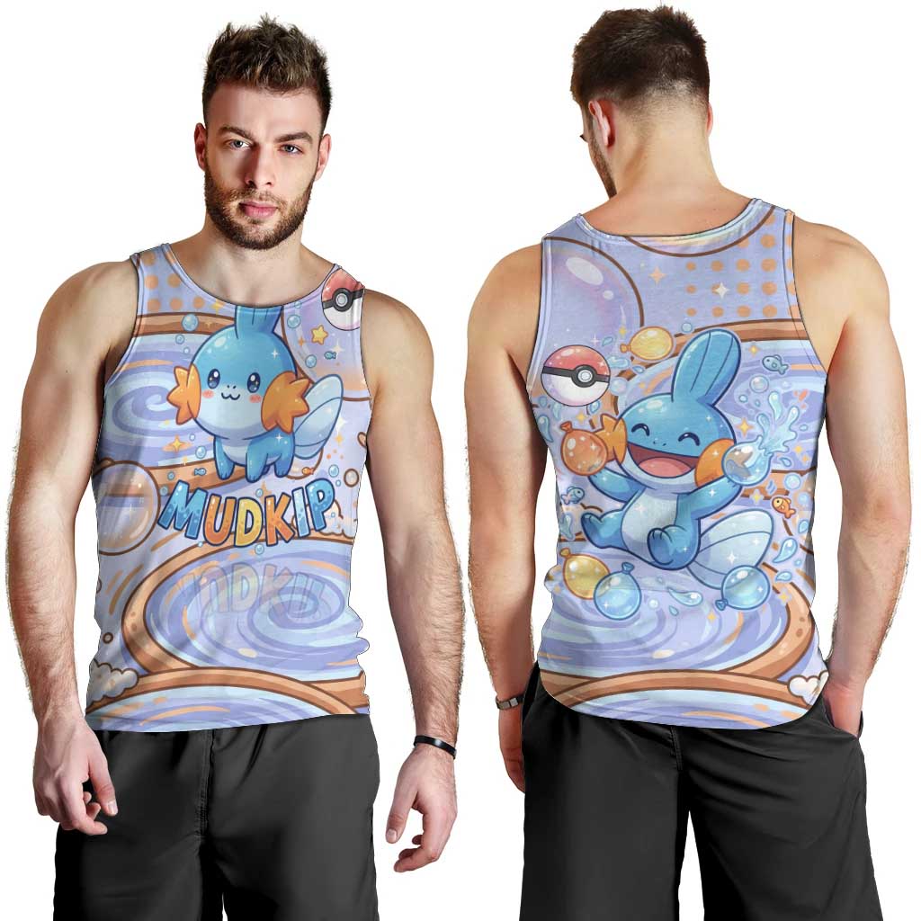 Mudkip Men Tank Top Playful Pastel Water Bubble Art