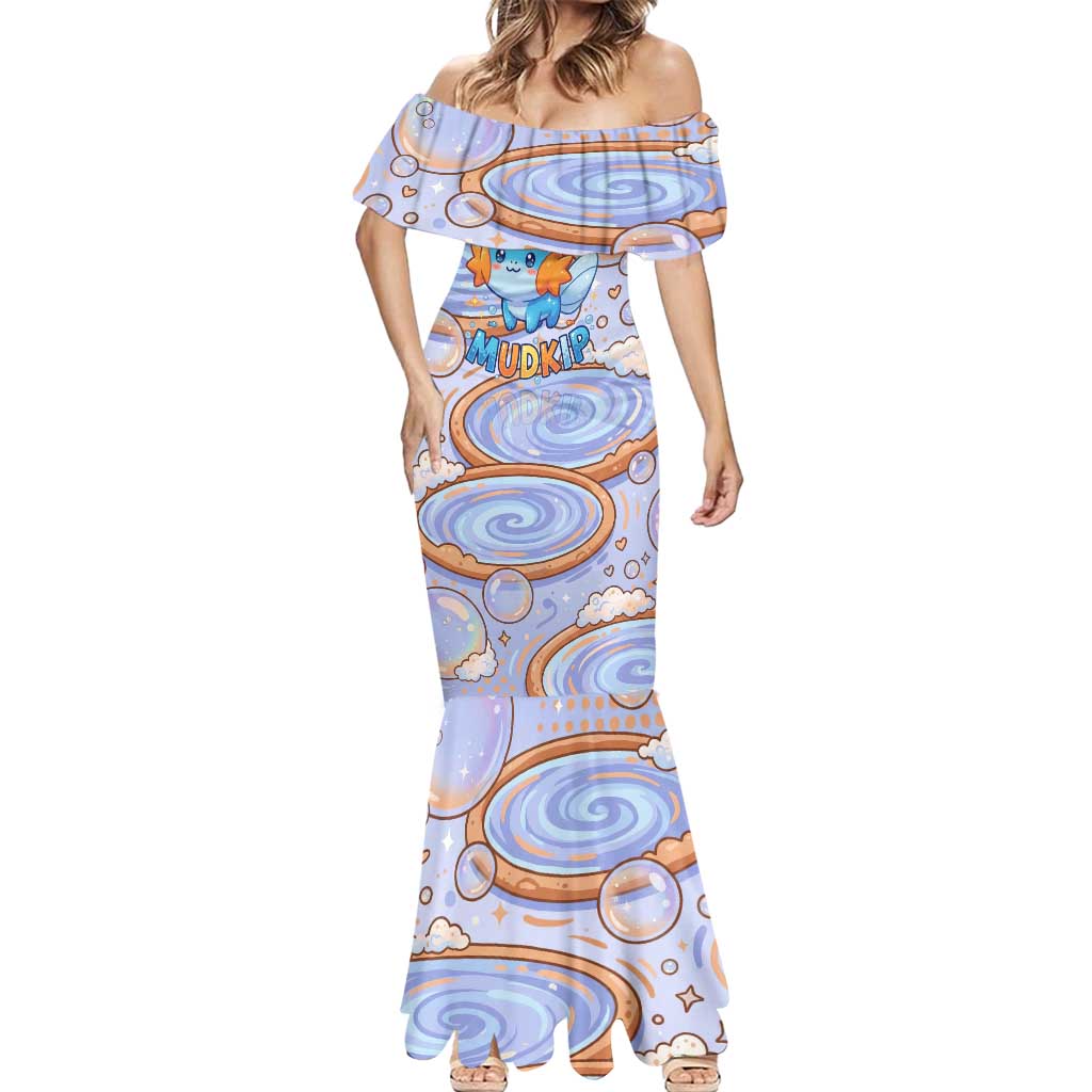 Mudkip Mermaid Dress Playful Pastel Water Bubble Art
