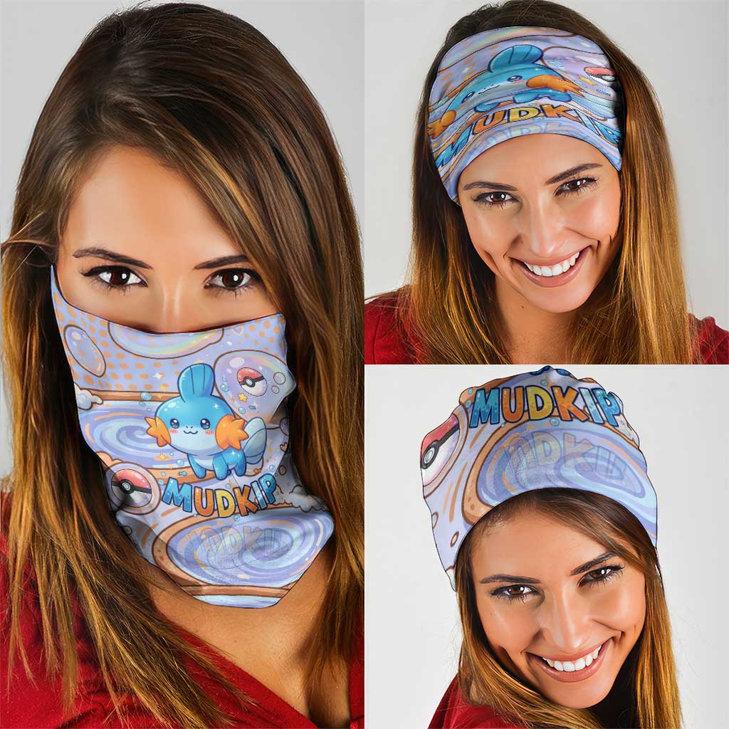 Mudkip Neck Gaiter Playful Pastel Water Bubble Art