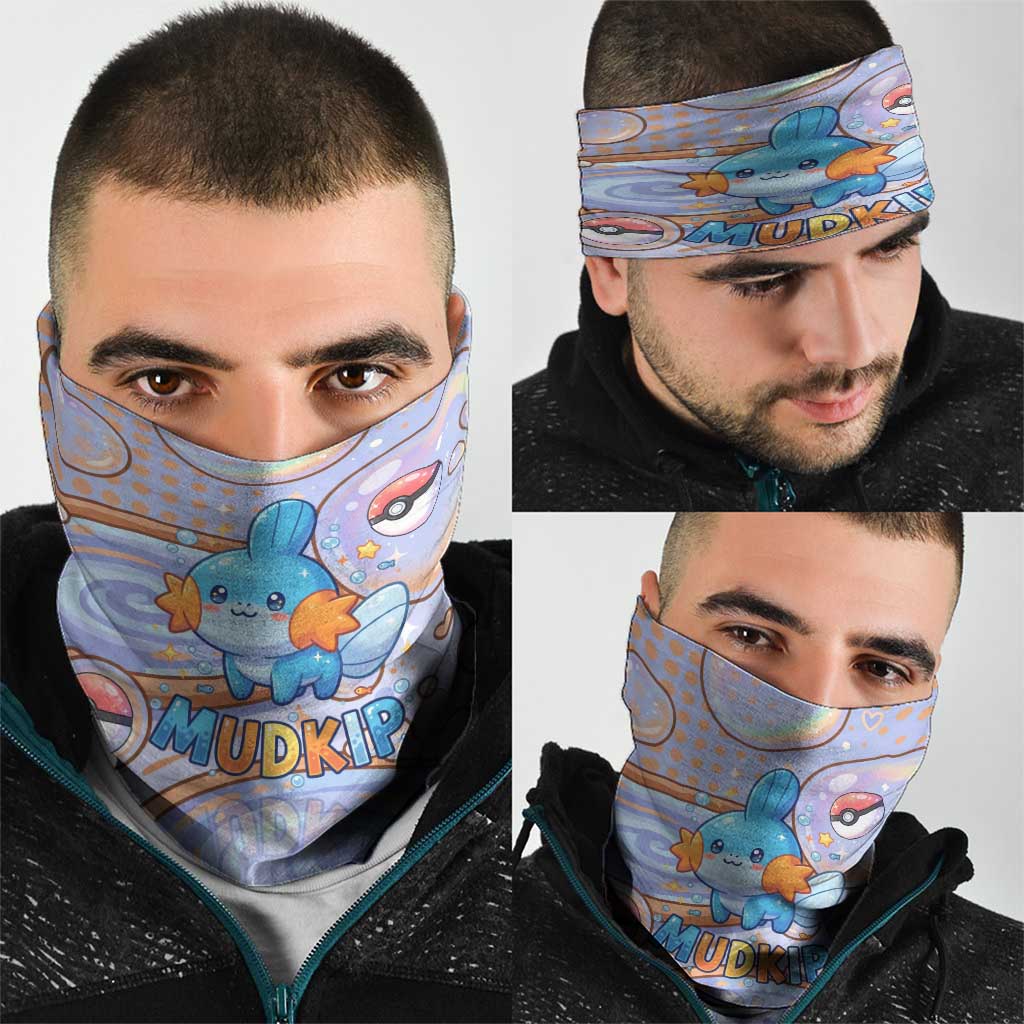 Mudkip Neck Gaiter Playful Pastel Water Bubble Art