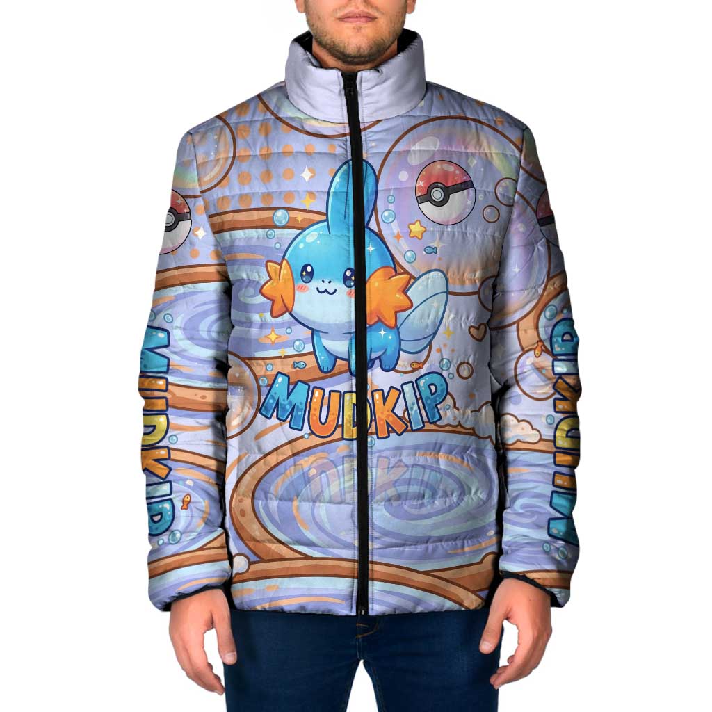 Mudkip Padded Jacket Playful Pastel Water Bubble Art