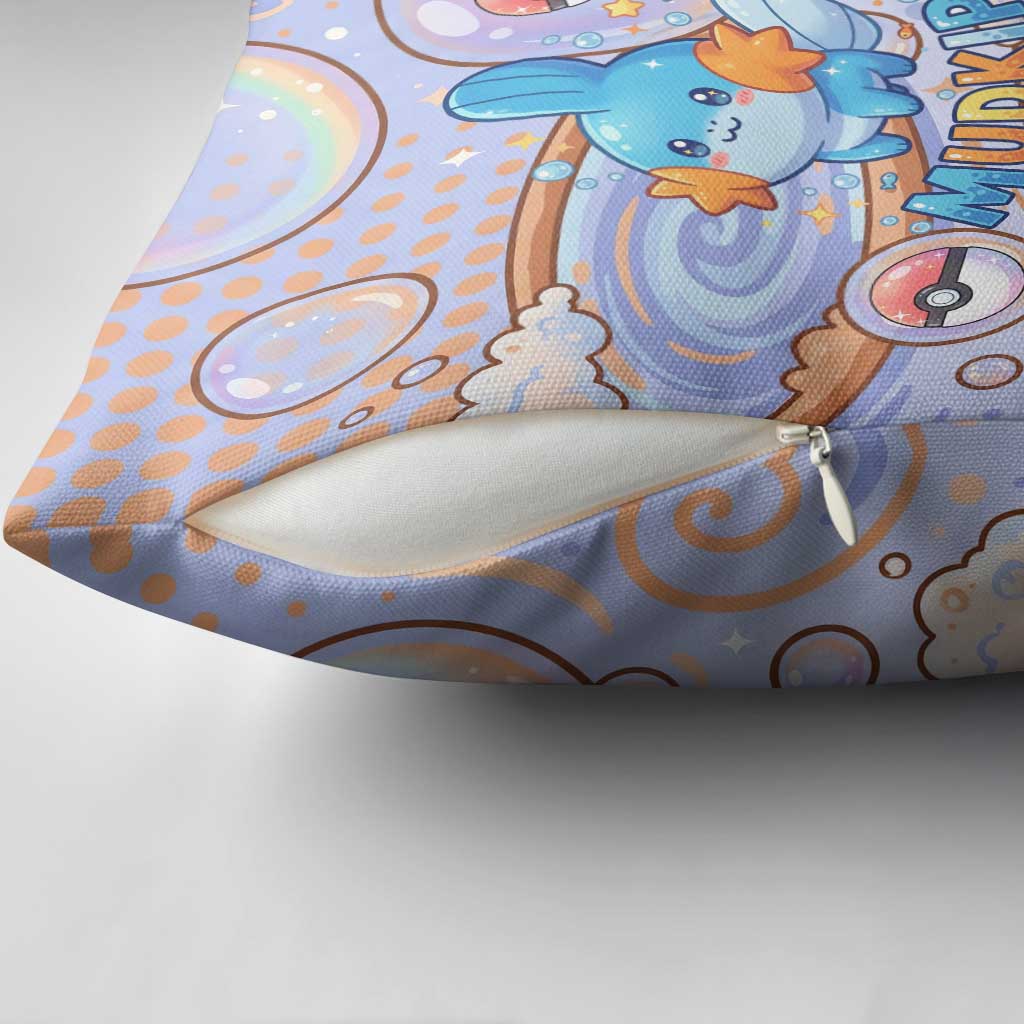 Mudkip Pillow Cover Playful Pastel Water Bubble Art