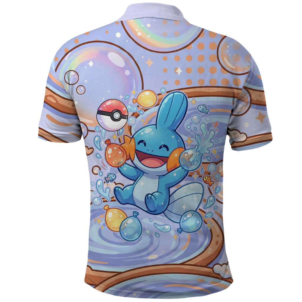 Mudkip Polo Shirt Playful Pastel Water Bubble Art