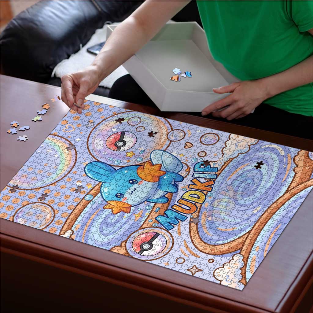 Mudkip Puzzle Playful Pastel Water Bubble Art