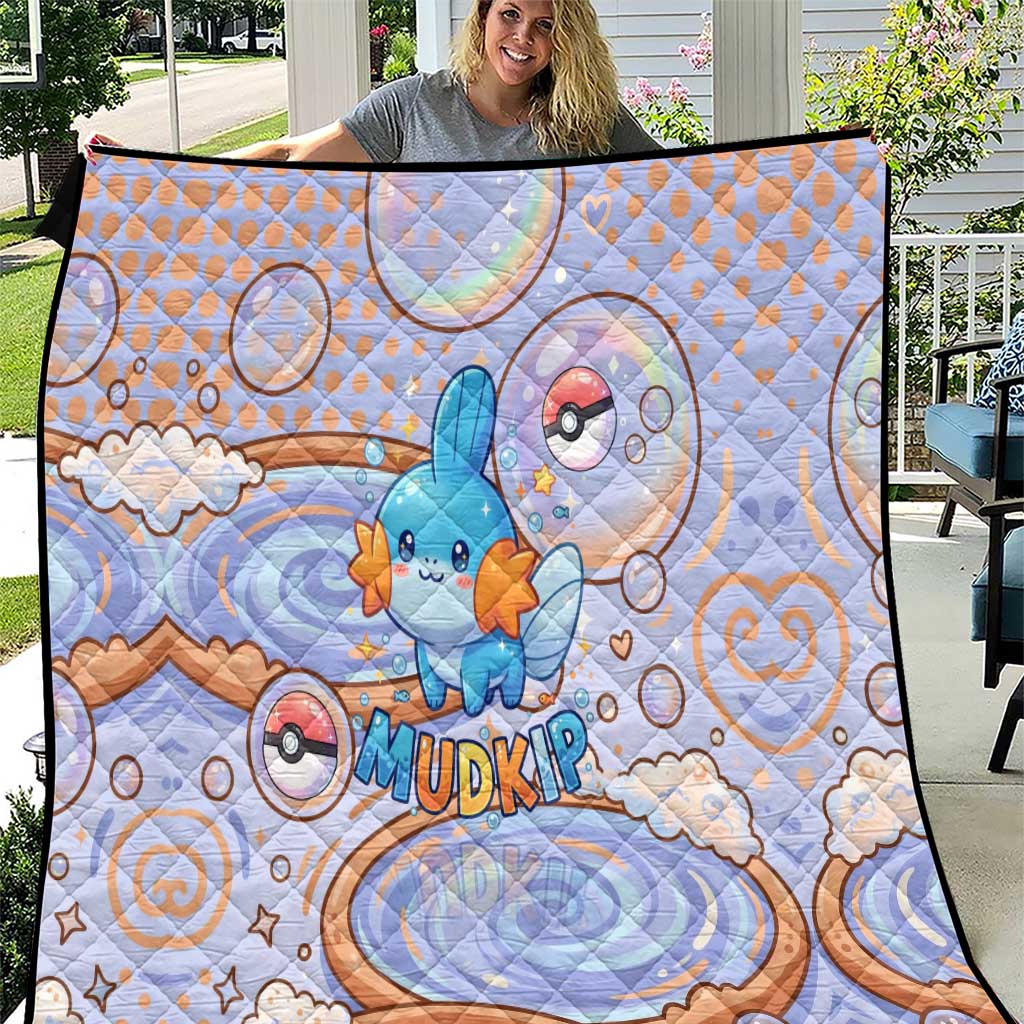 Mudkip Quilt Playful Pastel Water Bubble Art